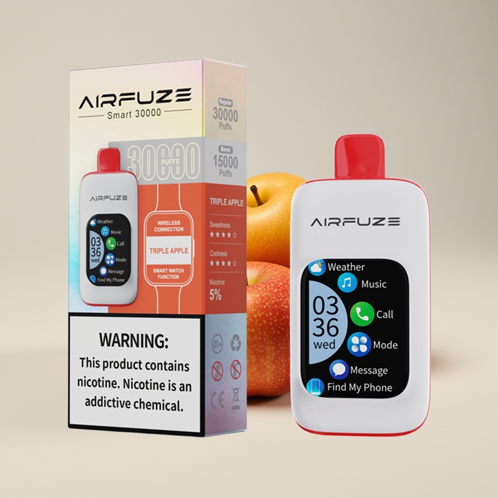 AirFuze Smart 30000 Hisap Pod Pakai Buang Epal Tiga Kali TFT 2.01\" 900mAh Jenis-C 5%