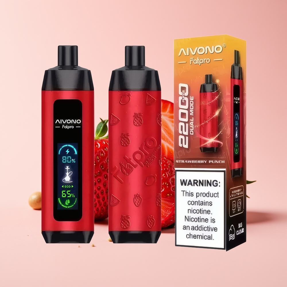 Aivono Aim Fatpro 22000 Hisap Strawberry Punch 28ml 600mah 0.6 ohm Mesh VG PG 0%-5% Nikotin Eco/Boost Dual Modes