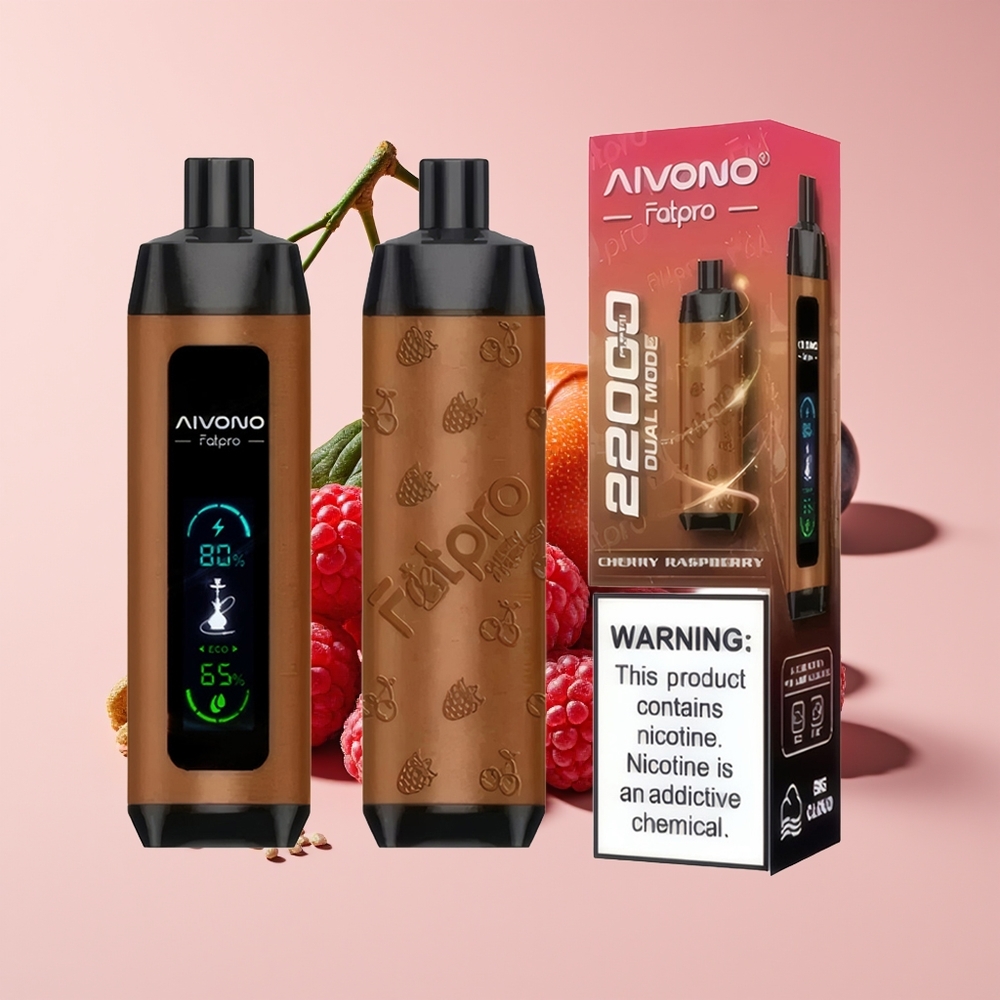 Aivono Aim Fatpro 22000 Hisap Vape Ceri Raspberi 28ml 600mah 0.6ohm Dual Modes