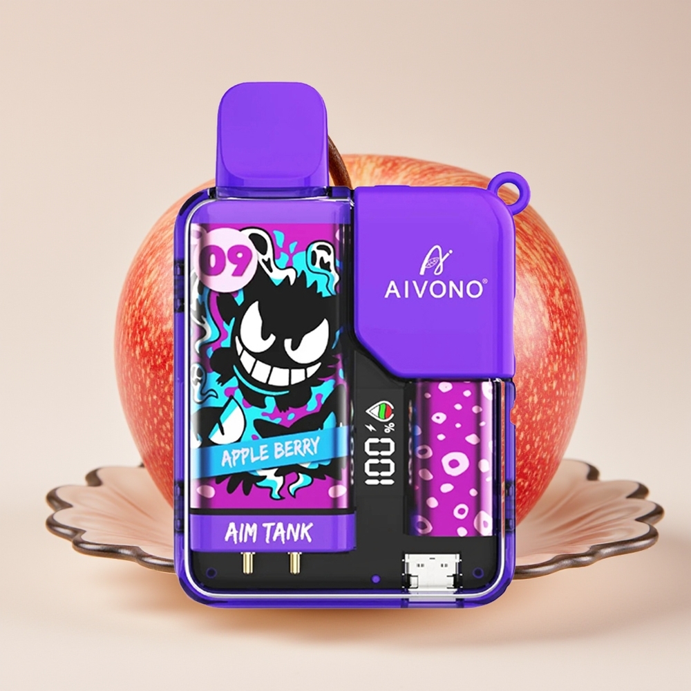 Aivono Aim-Tank 9500 Hisap E-Cair 18ml Bateri 650mAh Paparan LCD 0% 2% 3% 5% Nikotin 1.2ohm Mesh Epal Beri