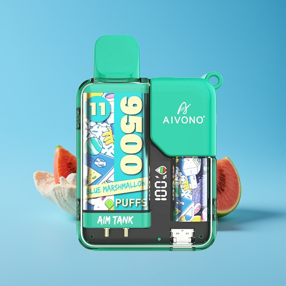 Aivono Aim-Tank 9500 Hisap Marshmallow Biru 18ml 650mAh LCD 1.2ohm Mesh