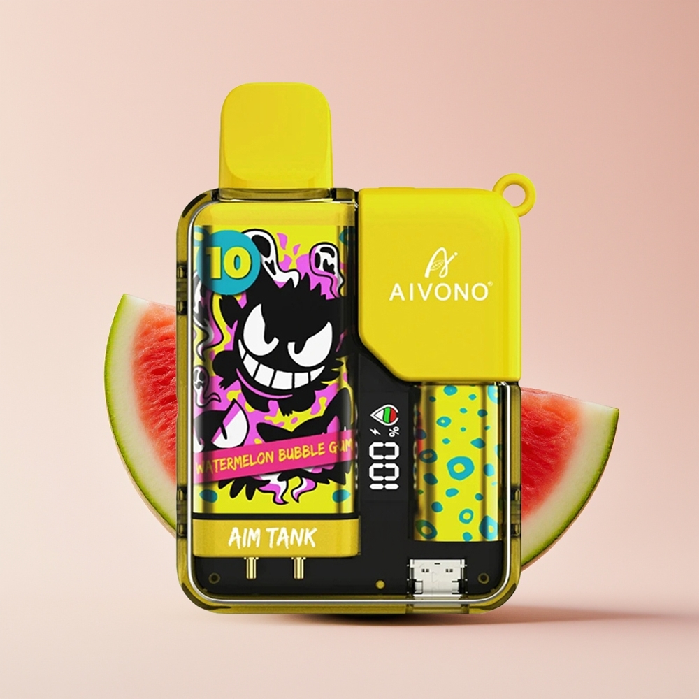 Aivono Aim-Tank 9500 Hisap Vape Tembikai Permen Karet 18ml 650mAh LCD 1.2ohm Mesh Coil