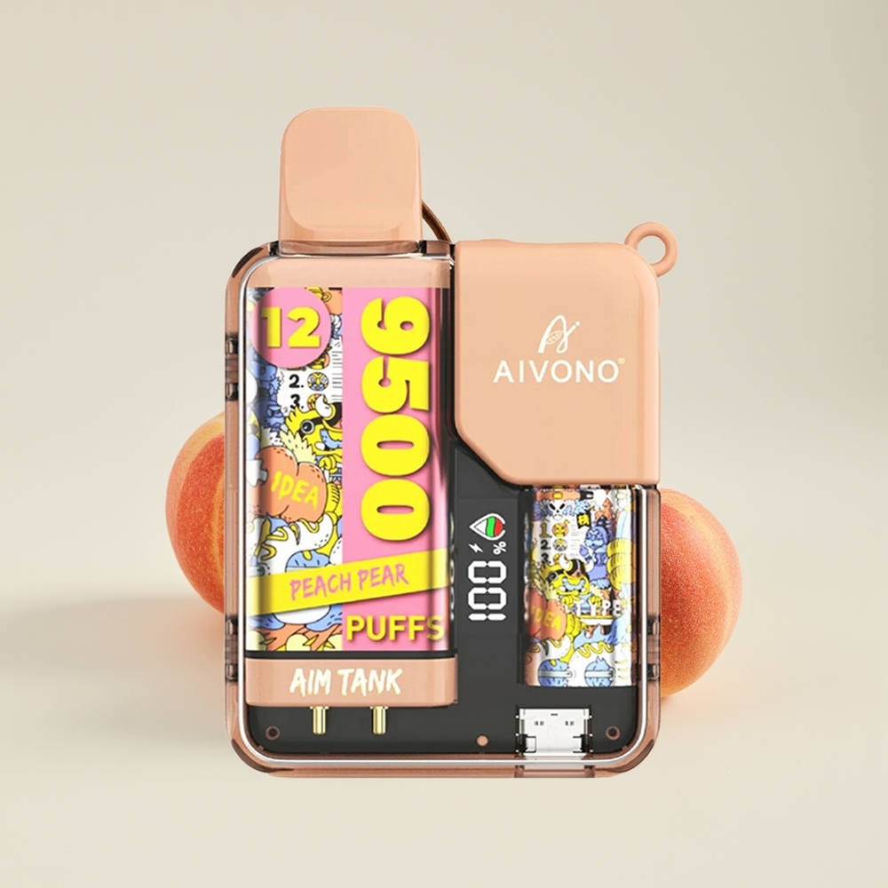 Aivono Aim-Tank 9500 Puff Skrin LCD 18ml 650mAh 1.2ohm Peach Pir