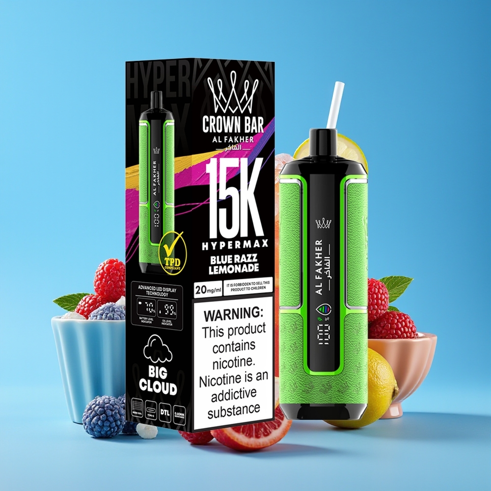 Al Fakher Crown Bar 15K Hypermax Biru Razz Lemonade