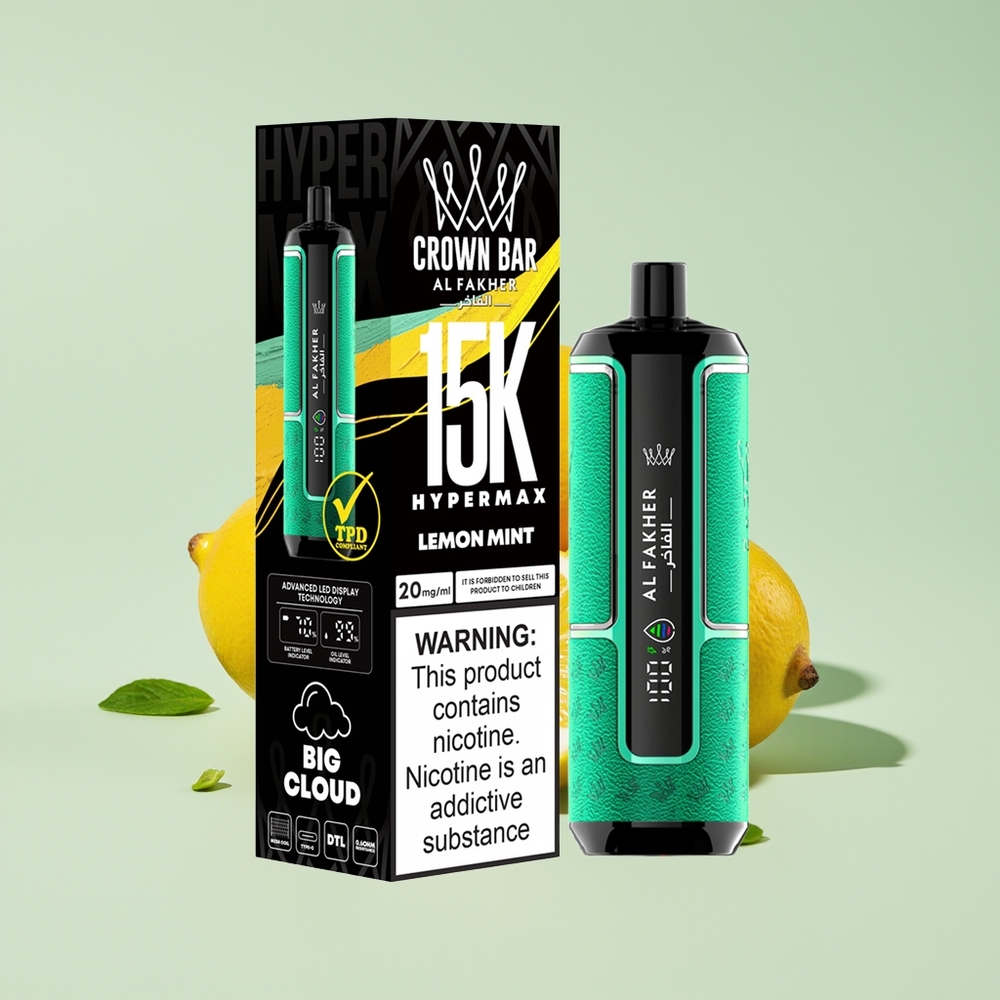 Al Fakher Crown Bar 15K Hypermax Hipermax Vape Pakai Buang Limau Pudina