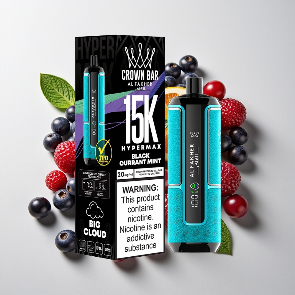 Al Fakher Crown Bar 15K Hypermax Mudah Alih Vape Kit Kismis Hitam Pudina