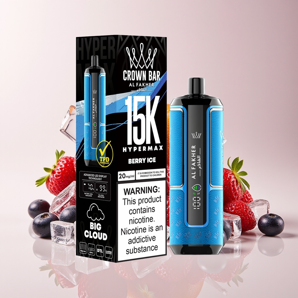 Al Fakher Crown Bar 15K Hypermax Vape Guna-Lepas Kit Beri Ais