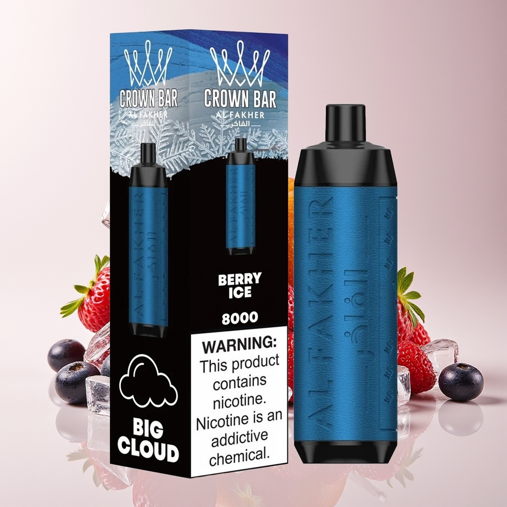 Al Fakher Crown Bar 8000 Hisap Kristal Vape Buah Beri Ais