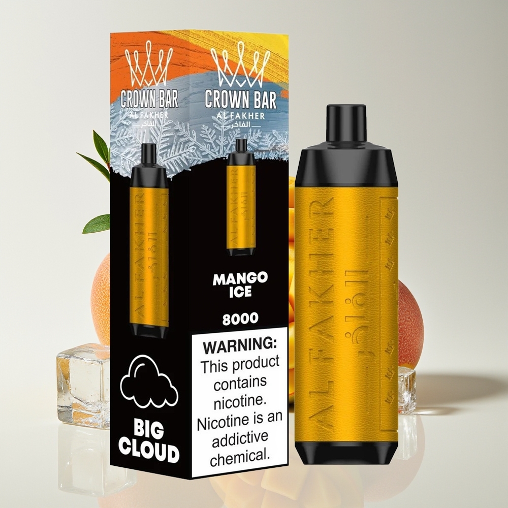 Al Fakher Crown Bar 8000 Mulut Mangga Ais Krim Mudah Alih USB-C 18ml 5mg 0.6ohm