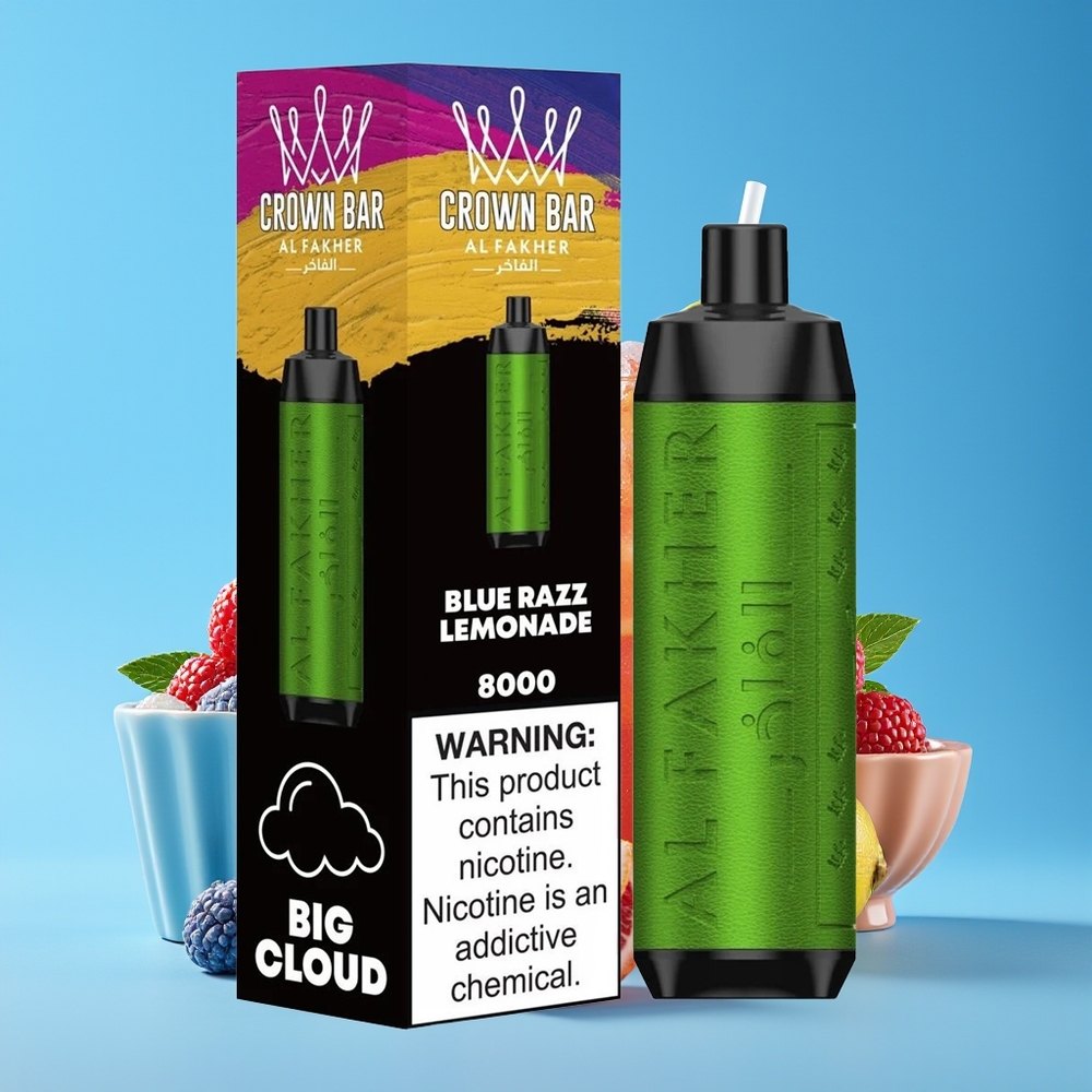 Al Fakher Crown Bar 8000 Puff 18ml Biru Razz Limau
