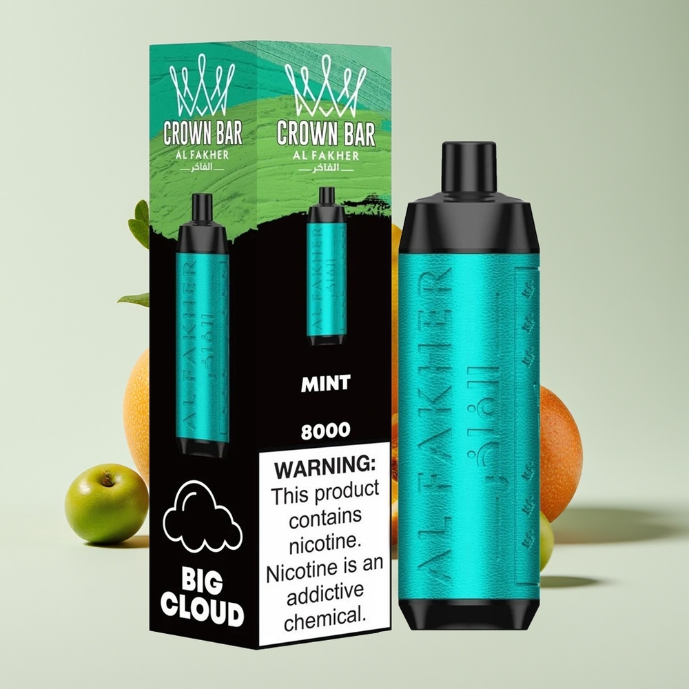 Al Fakher Crown Bar 8000 Puff Vape Pudina 600mah USB-C 18ml 5mg 0.6ohm