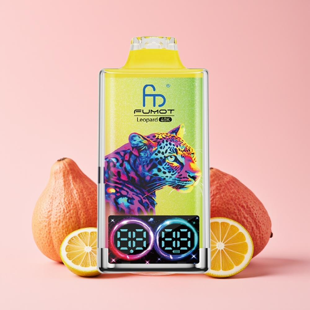 Fumot Leopard 40K Hisap Tanpa Nikotin 700mAh Dual Mesh Type-C Paparan Digital Limau Merah Jambu