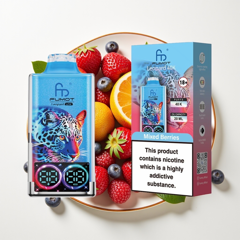 Fumot Leopard 40K Hisap Vape Bercampur Beri Dual Mesh 5% Nicotine 700mAh Type-C Paparan Digital