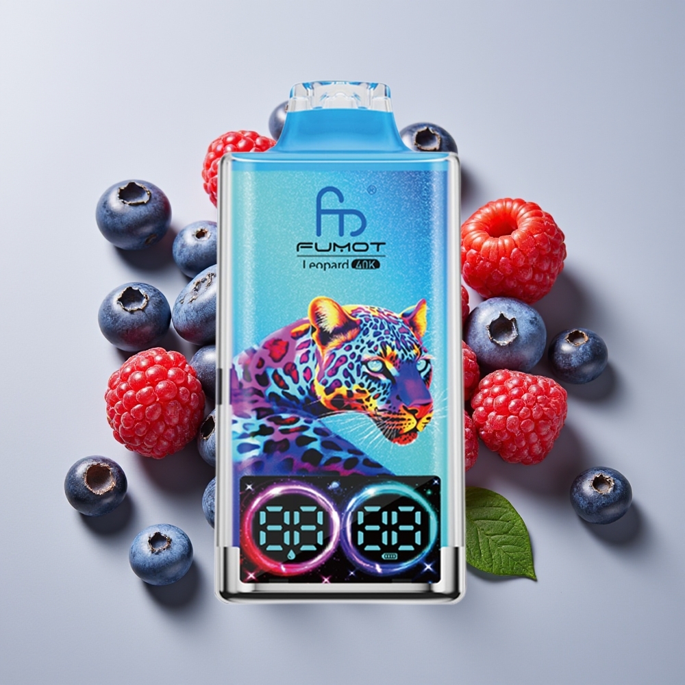 Fumot Leopard 40K Hisap Vape Boleh Buang Bluberry Raspberry 5% Nikotin 700mAh Dual Mesh Type-C Paparan Digital Minyak Kuasa