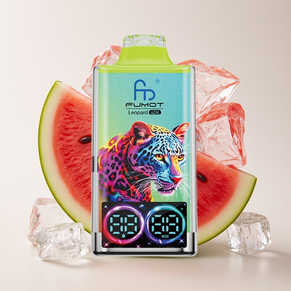 Fumot Leopard 40K Hisap Vape Disposable Tembikai Ais 0/2/3/5% Nikotin 700mAh Dual Mesh Type-C Paparan Digital Minyak