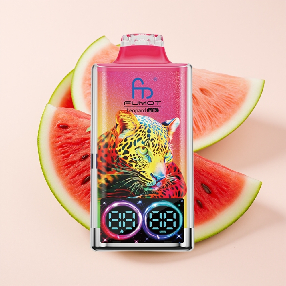 Fumot Leopard 40K Hisup Vape Disposable Strawberi Tembikai 0%/2%/3%/5% Nikotin 700mAh Dual Mesh Type-C Paparan Digital Tiub Minyak