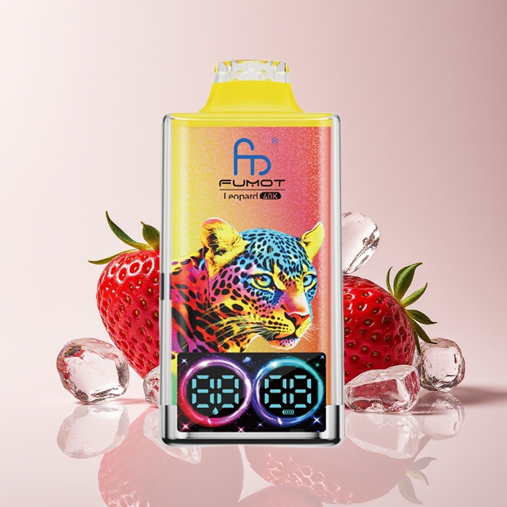 Fumot Leopard 40K Puff 0%/2%/3%/5% Nikotin 700mAh Dual Mesh Strawberry Ais Type-C Paparan Digital Tiub Minyak