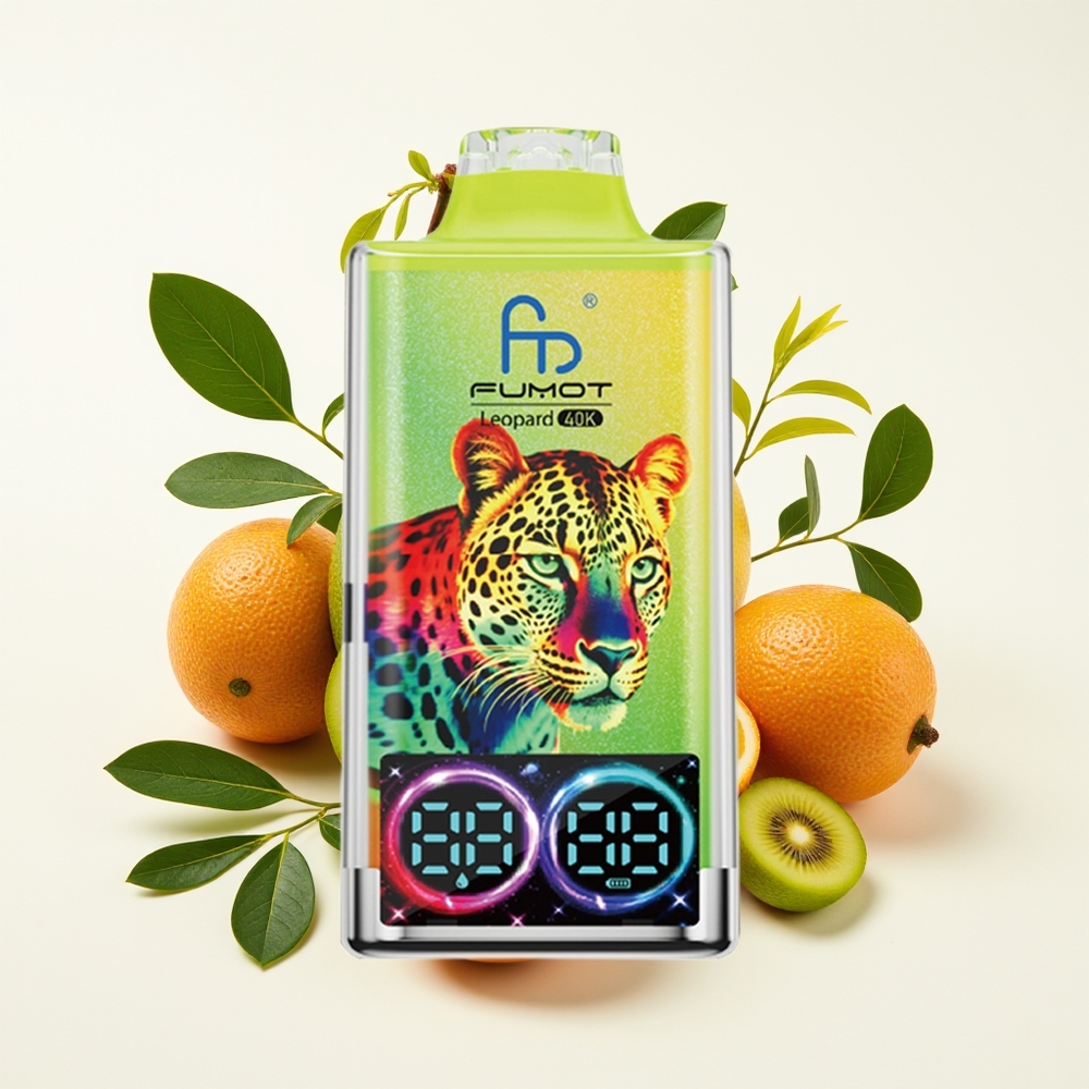 Fumot Leopard 40K Puff 0%/2%/3%/5% Nikotin 700mAh Dual Mesh Type-C Paparan Digital Tiub Minyak Kiwi Buah Passion Guava