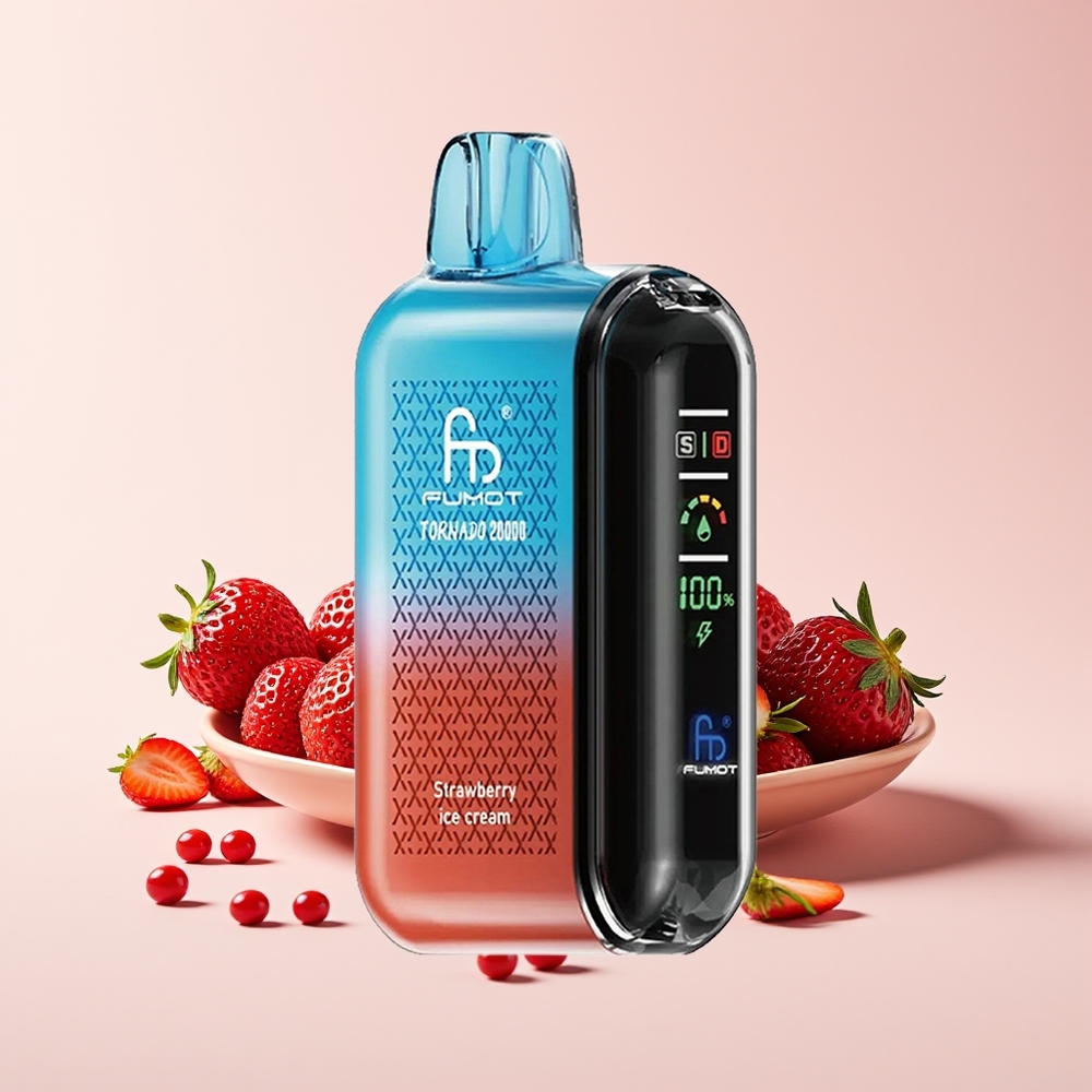 Fumot Tornado 20000 Hisap Ais Krim Strawberry Dual Mesh Coil Smart Display