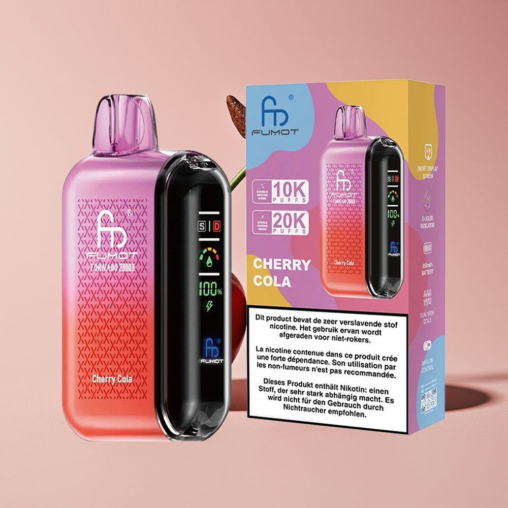 Fumot Tornado 20000 Hisap Ceri Cola Dual Mesh Coil 20ml Smart Display