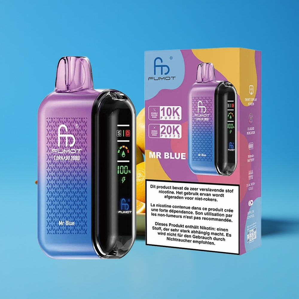 Fumot Tornado 20000 Hisap Dual Mesh 20ml Paparan Pintar Kawalan Aliran Ena Biru