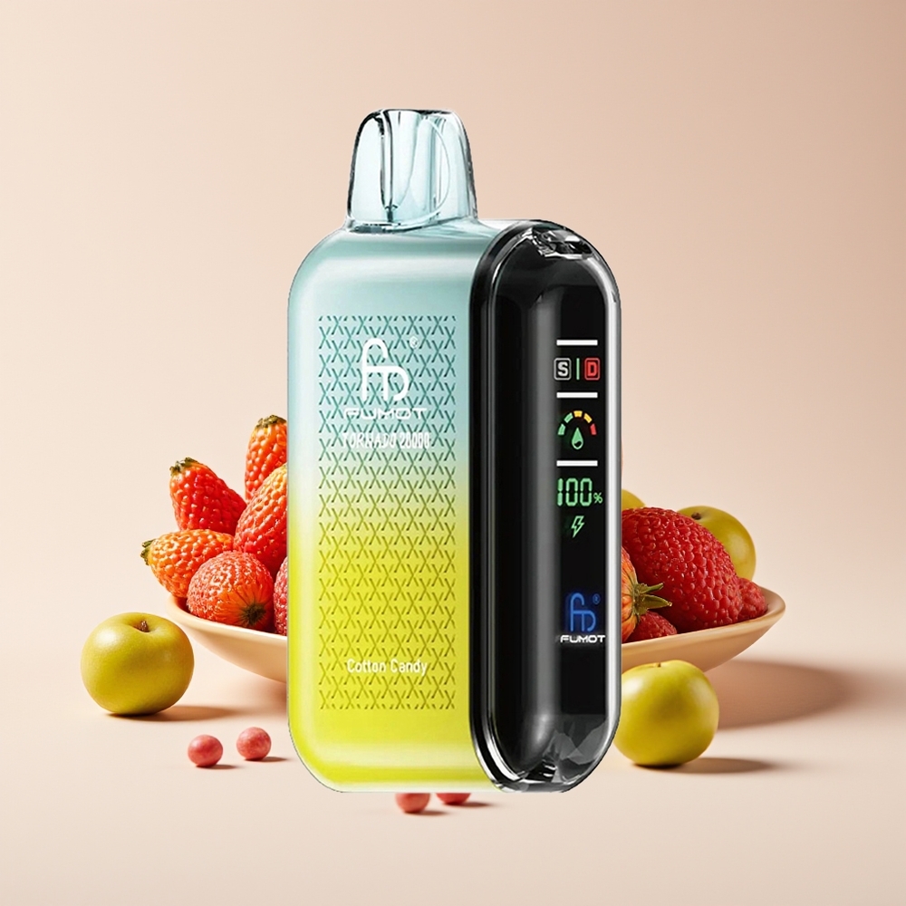 Fumot Tornado 20000 Hisap Kapas Gula Dual Mesh 20ml Bateri 850mAh Paparan Pintar Kawalan Aliran Udara 2% Nikotin Enjin Tunggal