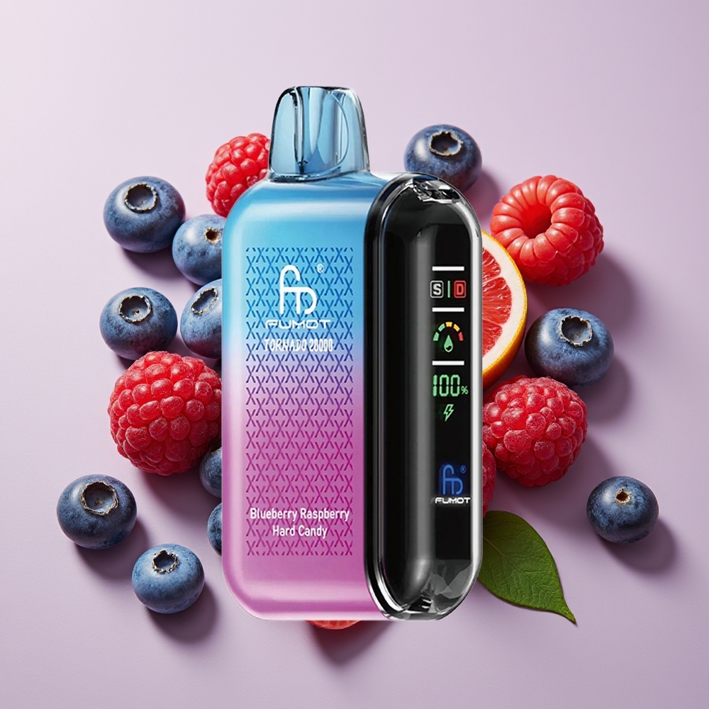 Fumot Tornado 20000 Puff Dual Mesh 20ml Bluberi Raspberi Gula-gula Keras