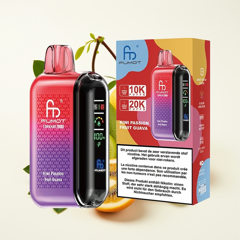 Fumot Tornado 20000 Puff Dual Mesh Kiwi Buah Naga Jambu