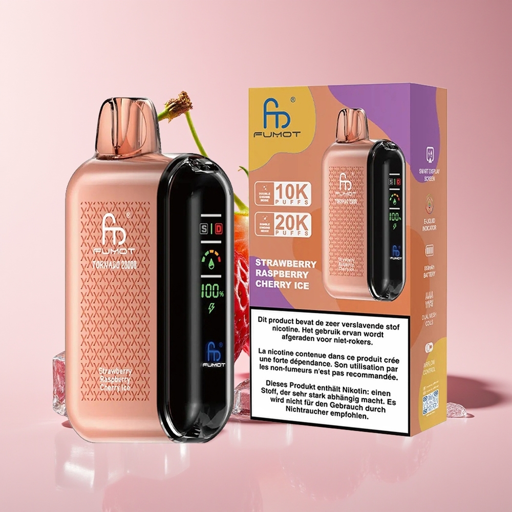 Fumot Tornado 20000 Puff Dual Mesh Strawberi Rasberi Ceri Ais