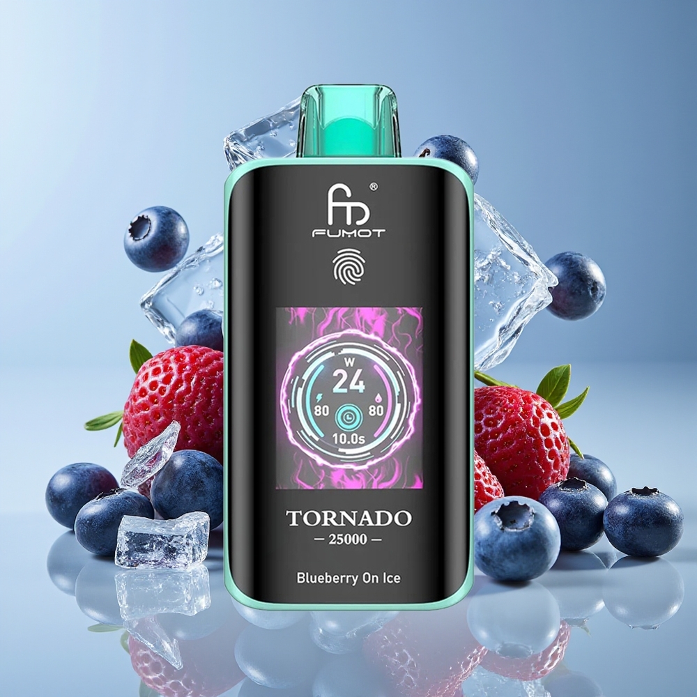Fumot Tornado 25000 Hisap Skrin HD Bateri 700mAh Cas Semula Bluberry Ais