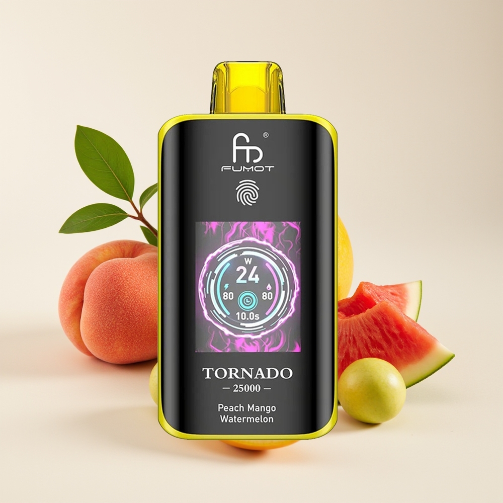 Fumot Tornado 25000 Hisap Skrin HD Bateri 700mAh Cecair 20ml Mangga Peach Tembikai