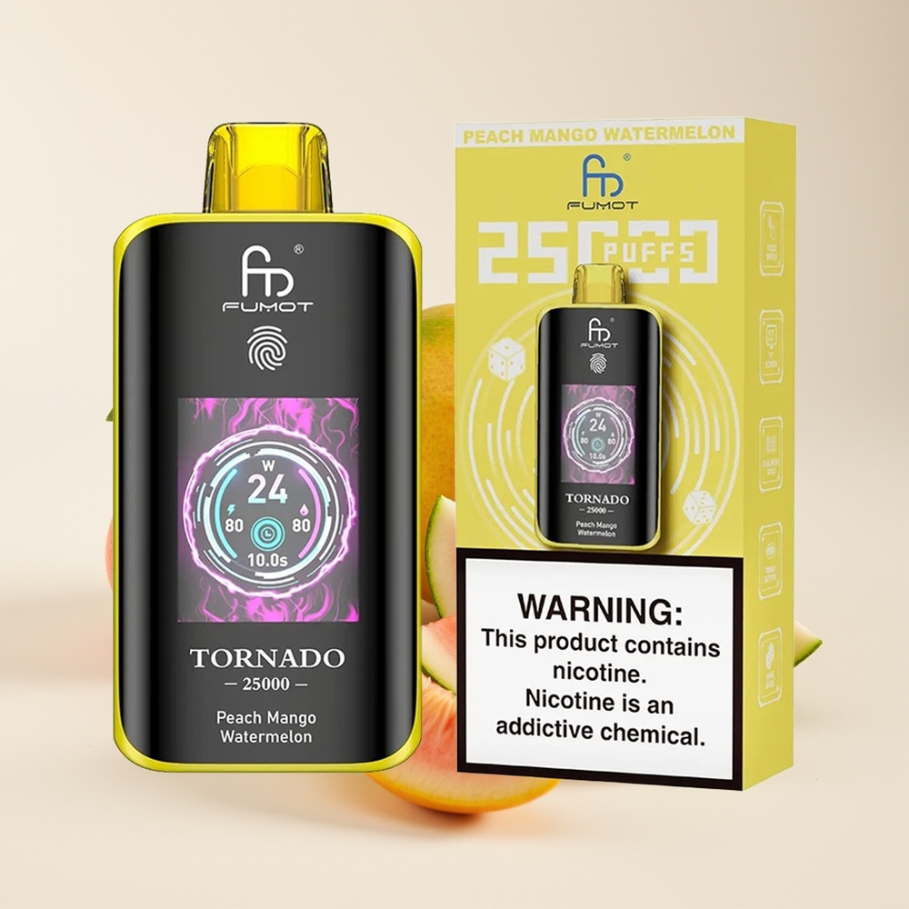 Fumot Tornado 25000 Hisap Skrin HD Bateri 700mAh Cecair 20ml Mangga Peach Tembikai