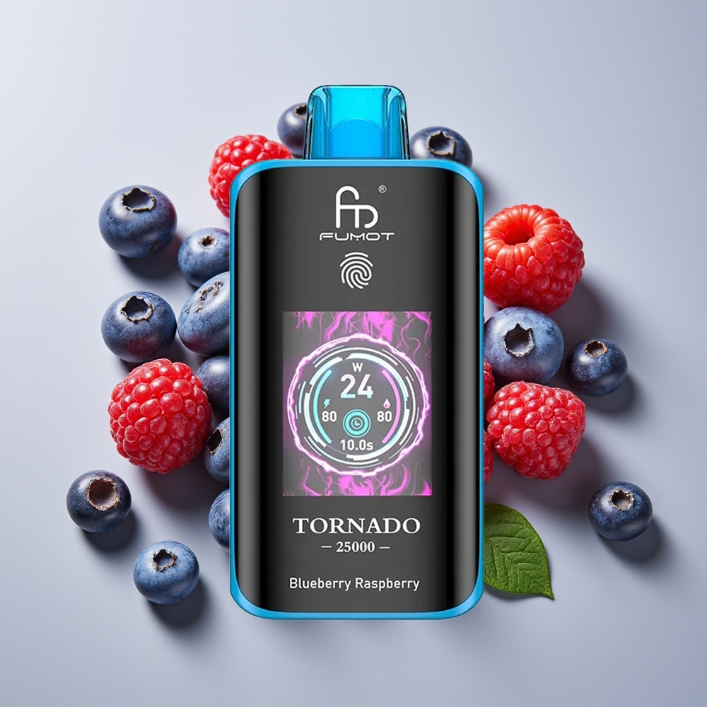 Fumot Tornado 25000 Hisap Skrin HD Bateri 700mAh Jenis-C Bluberi Raspberi
