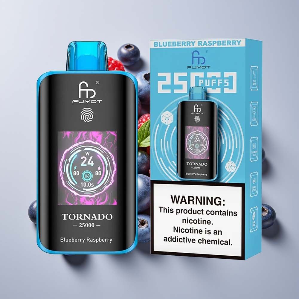 Fumot Tornado 25000 Hisap Skrin HD Bateri 700mAh Jenis-C Bluberi Raspberi