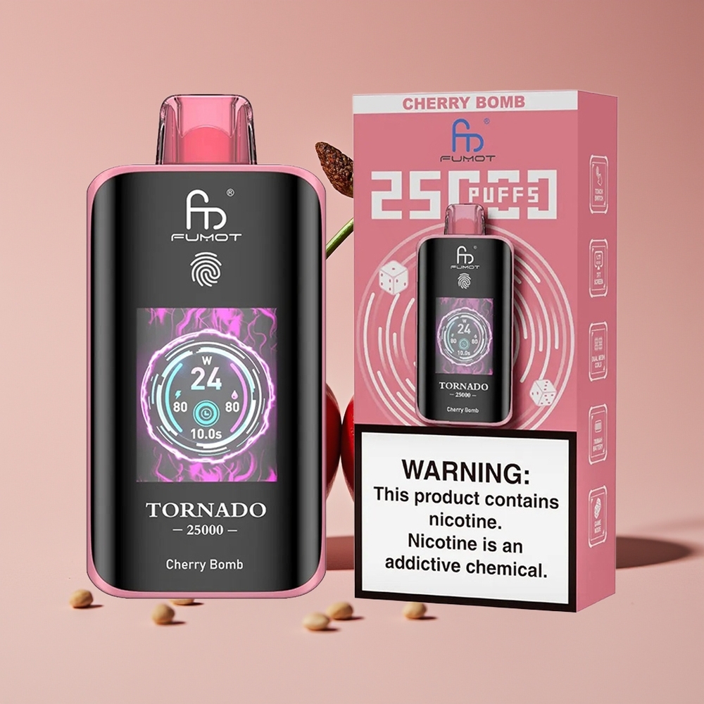 Fumot Tornado 25000 Hisap Skrin HD Bateri 700mAh Jenis-C Ceri Bom