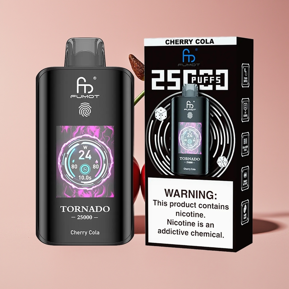 Fumot Tornado 25000 Hisap Skrin HD Bateri 700mAh Jenis-C Ceri Cola