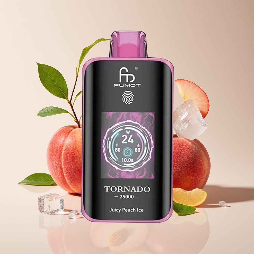 Fumot Tornado 25000 Hisap Skrin HD Bateri 700mAh Jenis-C Picu Ais Peach Juicy
