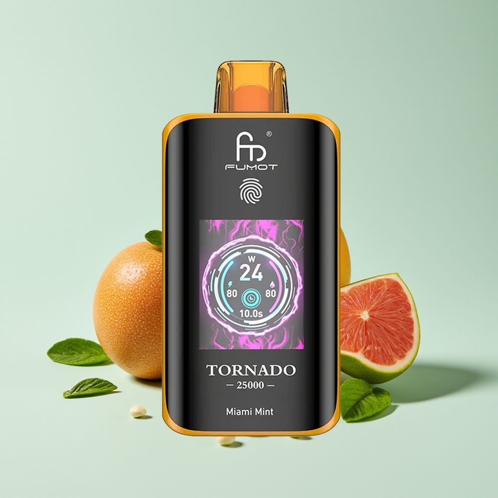 Fumot Tornado 25000 Puff Skrin HD Bateri 700mAh Cecair 20ml Port Type-C Pudina Miami