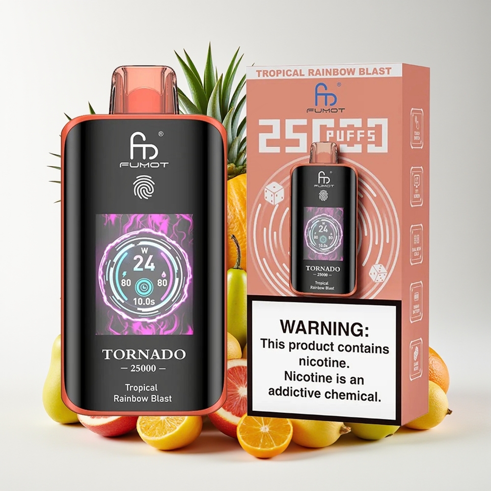 Fumot Tornado 25000 Puff Skrin HD Bateri 700mAh Jenama-C Pelangi Tropika