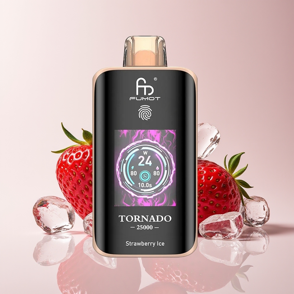 Fumot Tornado 25000 Puff Skrin HD Bateri 700mAh Jenis-C Ais Strawberry