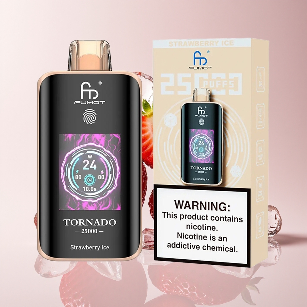 Fumot Tornado 25000 Puff Skrin HD Bateri 700mAh Jenis-C Ais Strawberry