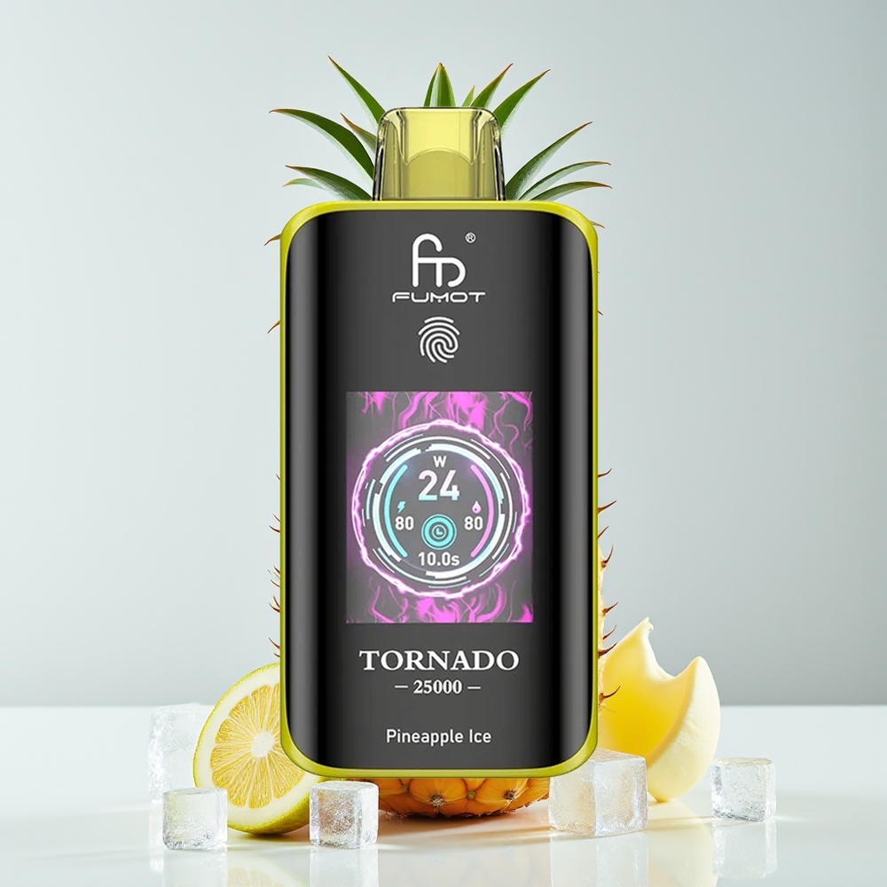 Fumot Tornado 25000 Puffs Skrin HD Bateri 700mAh Caj Semula Nanas Ais