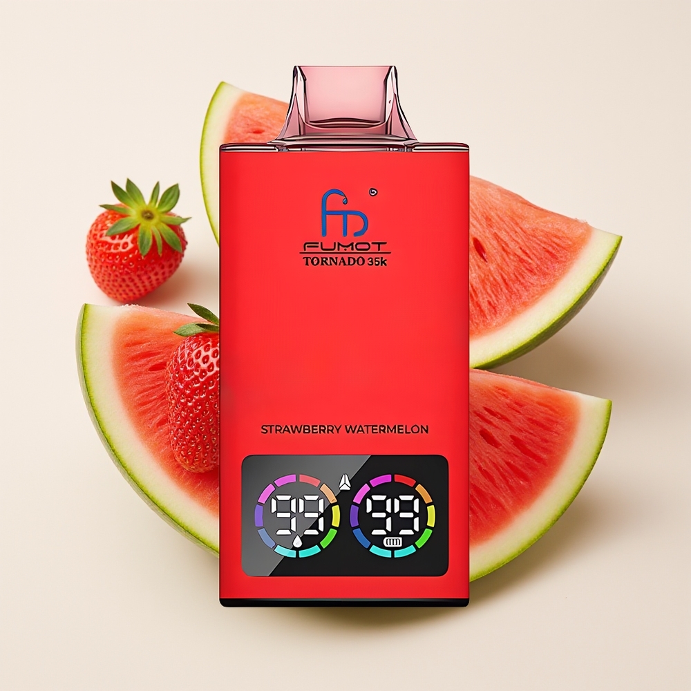 Fumot Tornado 35K Hisap Strawberry Tembikai Dual Mesh Coil E-liquid Indicator RGB Lights