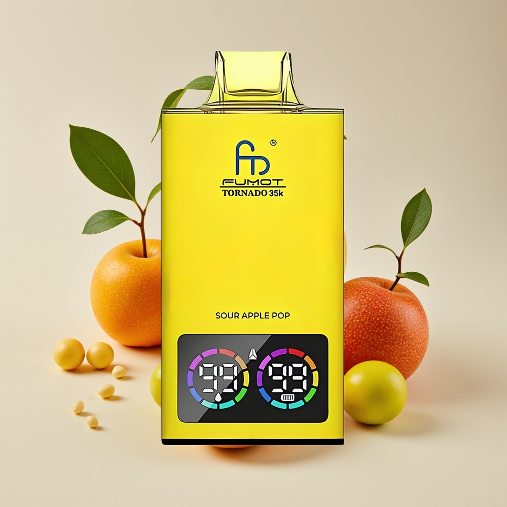 Fumot Tornado 35K Puff Epal Masam Dual Mesh Coil E-cecair Penunjuk Lampu RGB Boleh Laras USB-C