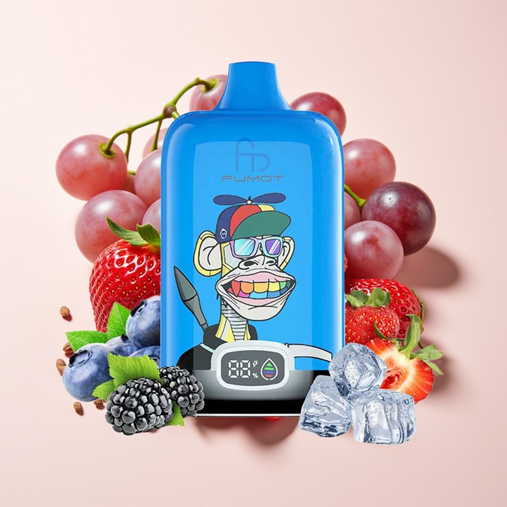 Fumot Tornado Digital Box 12000 Hisap Kotak Digital 20ml Strawberry Anggur MTL Mesh Type-C