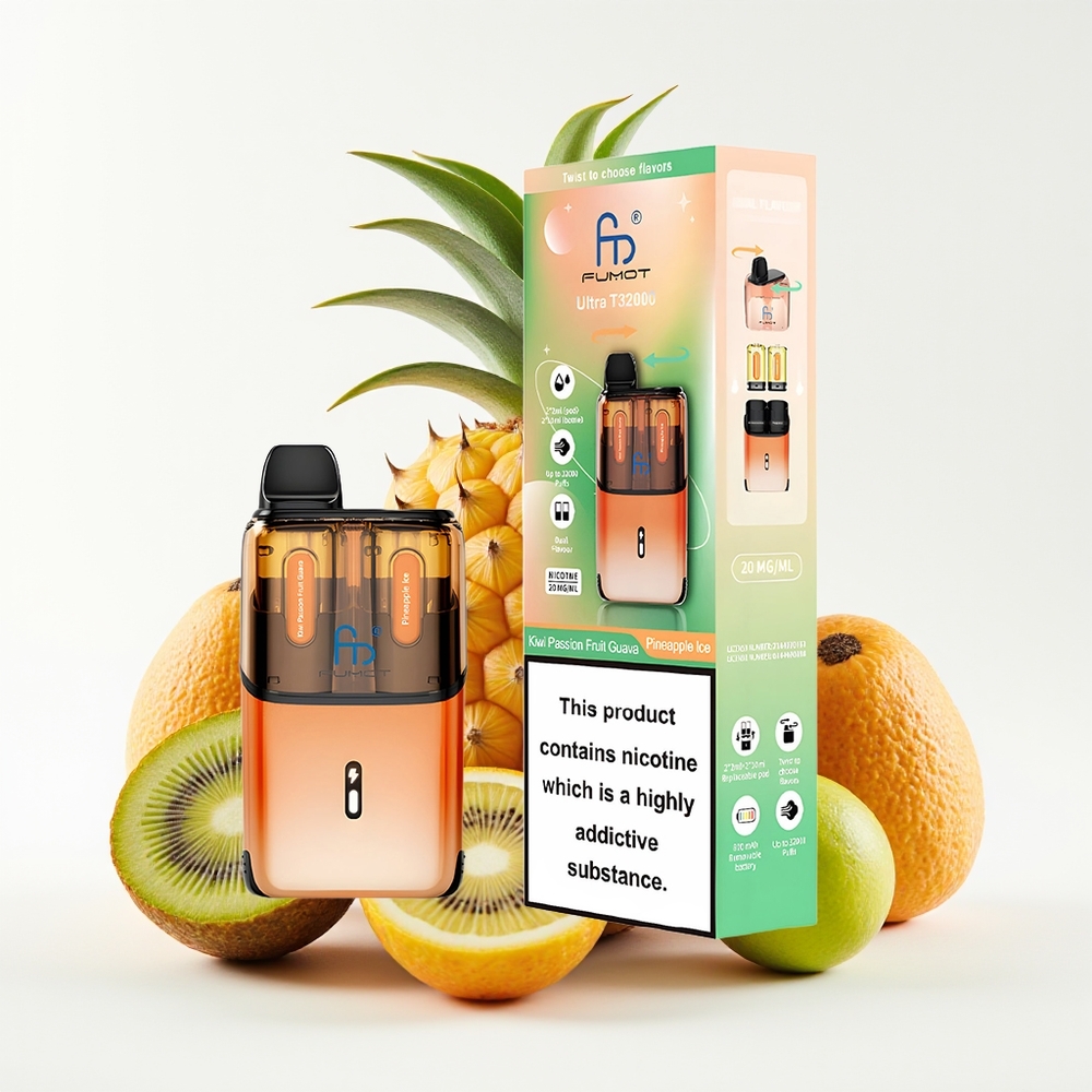 Fumot Ultra T32000 32000 Hisap Vape Buah Naga Markisa Jambu - Nanas Ais dengan 800mAh 24ml Type-C Mesh Coil 20mg