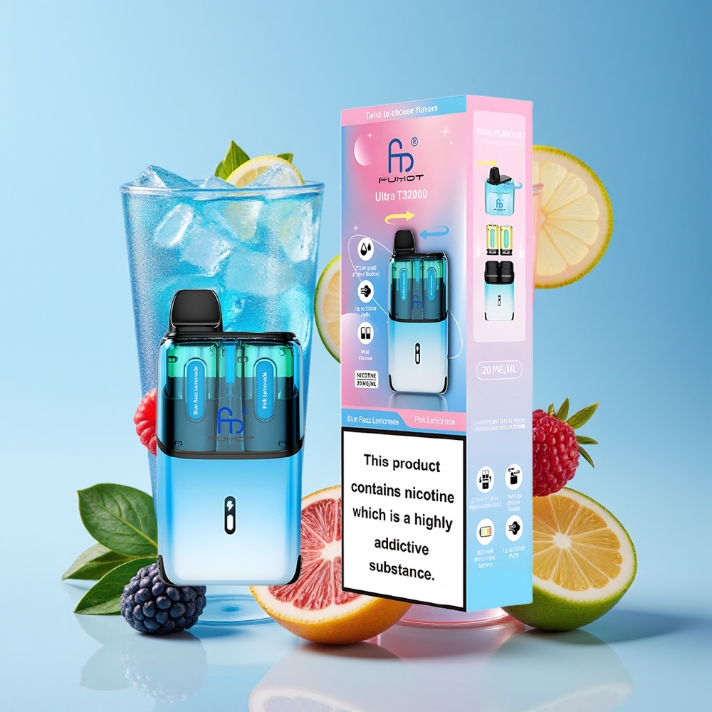 Fumot Ultra T32000 Hisap Biru Razz Limau & Limau Merah Jambu dengan Bateri 800mAh, Cecair 24ml, Teknologi Mesh
