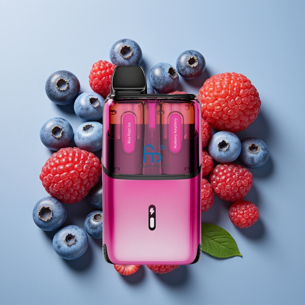 Fumot Ultra T32000 Hisap Blue Razz Ais - Bluberry Raspberry 800mAh Jenis-C Pusingan Mesh Lanjutan