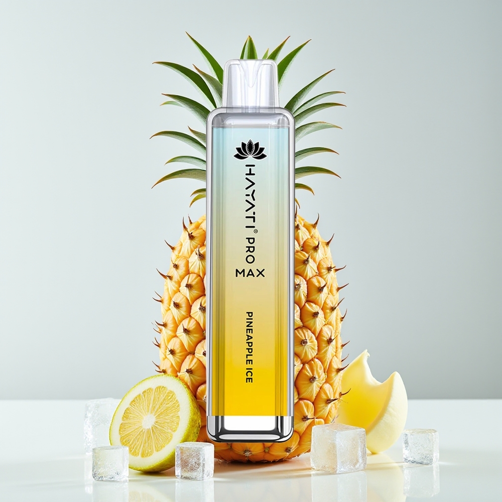 Hayati Pro Max 4000 Hisap Vape Disposable Nanas Ais dengan Bateri 1400mAh Dual 1.1 Ohm Mesh Coil