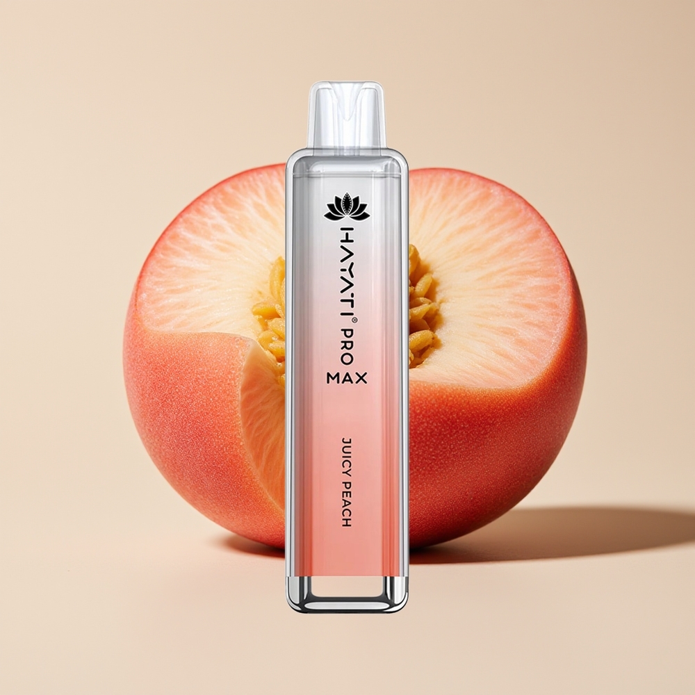 Hayati Pro Max 4000 Hisap Vape Disposable Persik Juicy LED Kristal 1400mAh 2ml/10ml